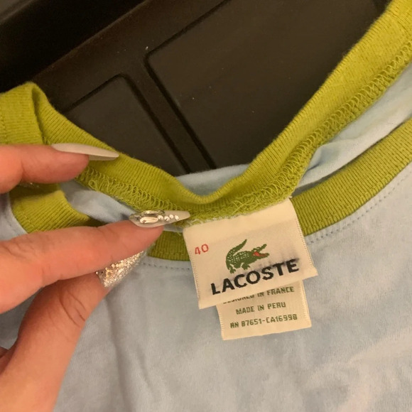 - Lacoste tee shirt y2k tennis prep vintage blue green - Picture 4 of 4